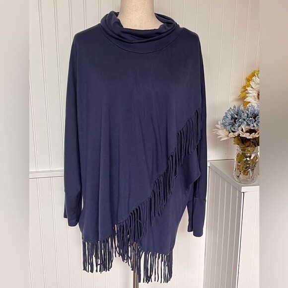 Salon Studio Fringed Pullover Blue Sweater - Picture 1 of 6